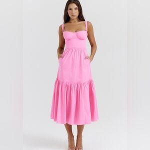 House of CB Elia pink midi dress